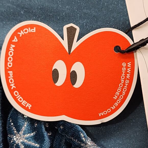 NEW Cider Dress Womens 0XL Blue Silver Sparkle Star Pattern Velvet Mini Peasant - Picture 3 of 9